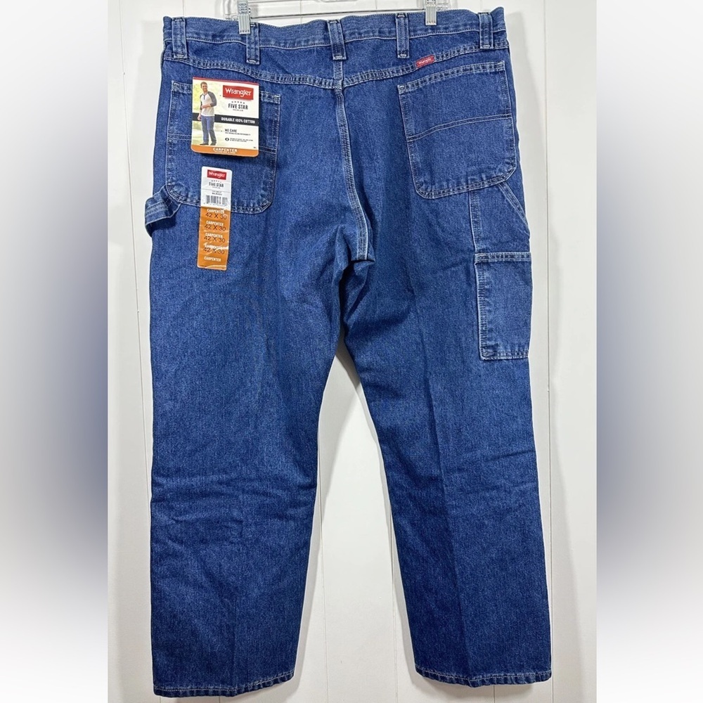 NWT Wrangler Mens Five Star Carpenter Denim Blue Jeans Size 42x30
